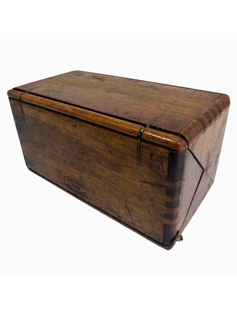 Antique Singer Sewing Puzzle Box Patent 1889 Dove Tail Oak Wood with Attachments